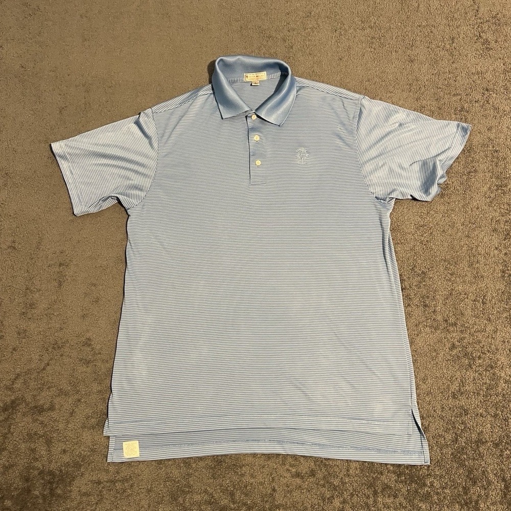 Peter Millar Polo Shirt Blue Large Summer Comfort Golf Linville NC Golf Club